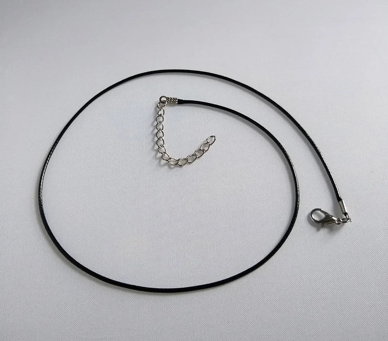 18 inch to 19 inch black cord that is included with each necklace pendant. 